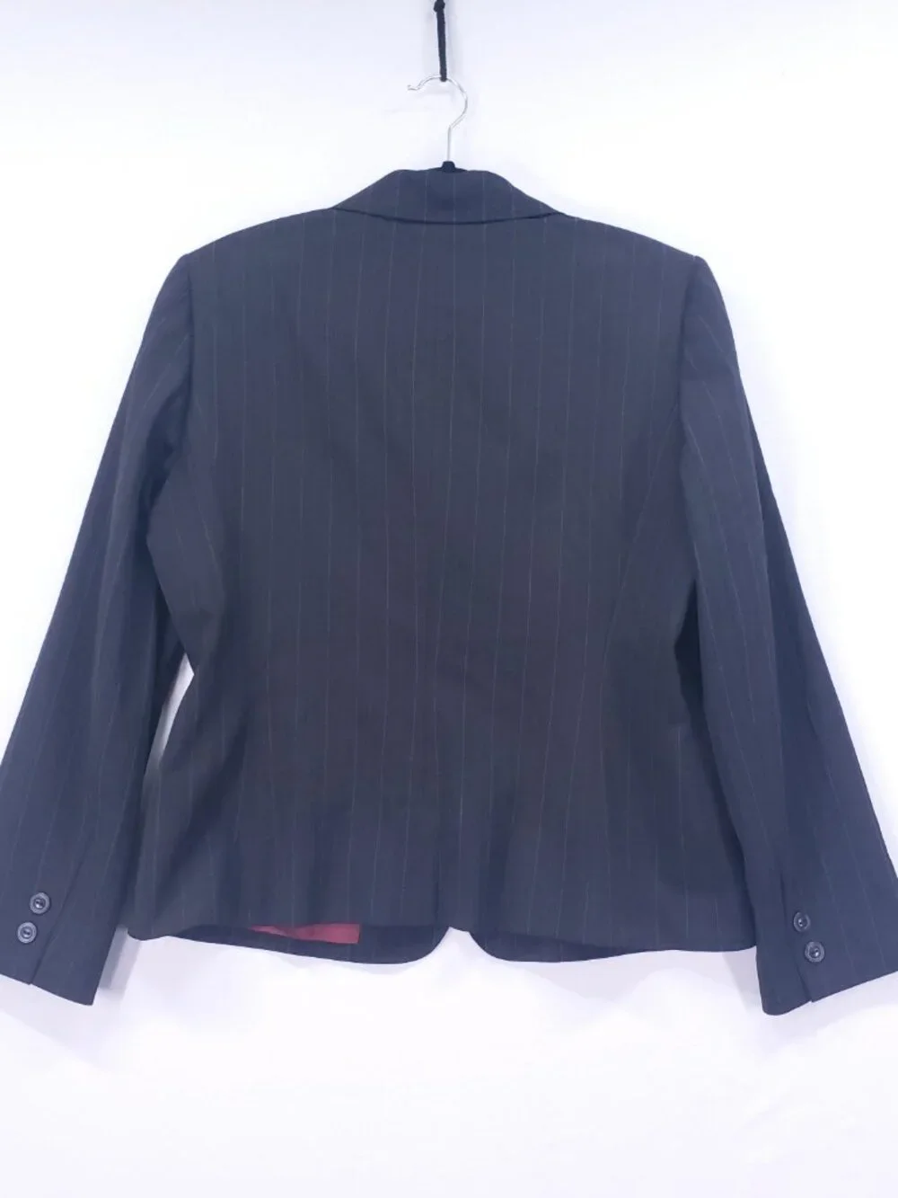 Tahari Arthur S. Striped Blazer Jacket Size 14 Two Button Business Office Black